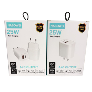 Chargeur mural <span class=keywords><strong>USB</strong></span>-<span class=keywords><strong>C</strong></span> à double port A+<span class=keywords><strong>C</strong></span> avec logo OEM, charge rapide PD 25W, chargeur de téléphone portable pour iPhone Samsung - Product Image 3