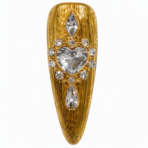เล็บปลอมทรงอัลมอนด์แบบเต็มเล็บ ประดับเพชรและมุก ทำมือ พร้อมกาวติด - Product Image 3