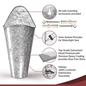 Casa rustica grande fioriera <span class=keywords><strong>da</strong></span> <span class=keywords><strong>parete</strong></span> in metallo zincato vaso <span class=keywords><strong>da</strong></span> <span class=keywords><strong>parete</strong></span> alto contenitore per interni esterni <span class=keywords><strong>porta</strong></span> fiori - Product Image 2