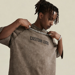 T-shirt décontracté surdimensionné pour homme en coton 100% imprimé, couleur unie, tricoté, de haute qualité, 210g - Product Image 2