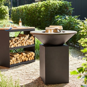 Parrilla de Acero Corten para <span class=keywords><strong>Barbacoa</strong></span>, Brasero de <span class=keywords><strong>Leña</strong></span> Negra, Parrilla para Asar al Aire Libre y Calefacción - Product Image 2