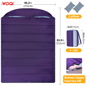 WOQI Nouveau 3-en-1 Adulte <span class=keywords><strong>Double</strong></span> <span class=keywords><strong>Sac</strong></span> <span class=keywords><strong>de</strong></span> <span class=keywords><strong>Couchage</strong></span> <span class=keywords><strong>Grand</strong></span> Bloc <span class=keywords><strong>de</strong></span> Couleur <span class=keywords><strong>Sac</strong></span> <span class=keywords><strong>de</strong></span> <span class=keywords><strong>Couchage</strong></span> avec 2 Oreillers Convient pour Camping <span class=keywords><strong>Sac</strong></span> à Dos - Product Image 2