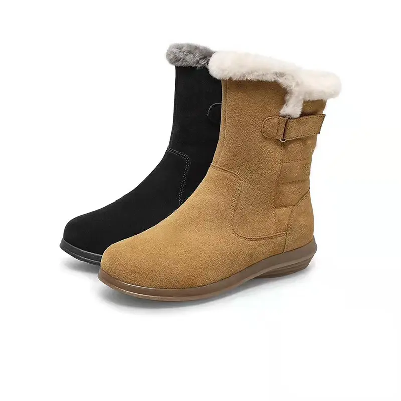 Botas de nieve cálidas de alta calidad para mujer, zapatos clásicos populares de media caña