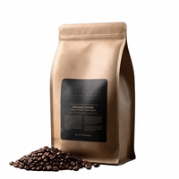 Sac d'emballage pour grains de café à fond plat noir personnalisé en aluminium avec valve 250g 340g 500g 1kg 2.5kg 10kg