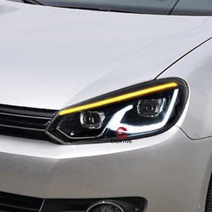 Pour VW mk6 <span class=keywords><strong>Golf</strong></span> <span class=keywords><strong>6</strong></span> MK6 <span class=keywords><strong>2008</strong></span> 2019 2010 2011 2012 2013 ensemble de phares avec phares à signal de course séquentiel - Product Image 4