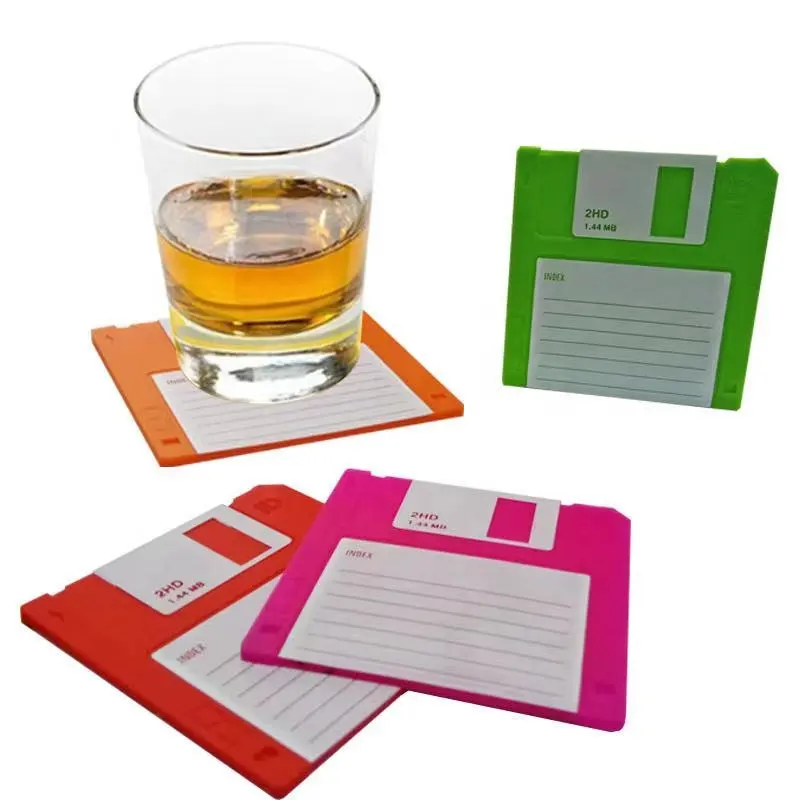 Newly Silicone doily in the shape of floppy disk coasters