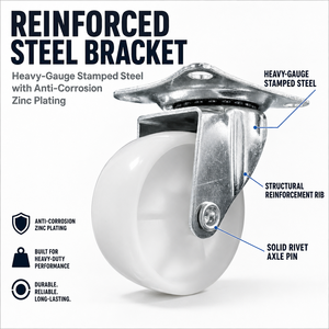 Silent PVC directional swivel casters, mini braked hand trolley <b>wheels</b>, wear-resistant and smooth PP <b>furniture</b> pulleys - Product Image 6