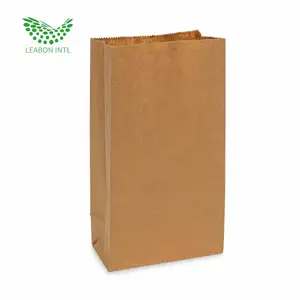 Disposable Biodegradable Coffee Bean Bakery Customized Color Food Kraft Brown No Handle Sos Take Away Paper Bag