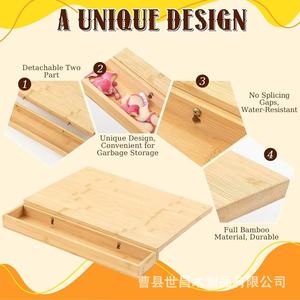 <b>Bamboo</b> Cutting Board With Storage Tray Rectangle Kitchen Chopping Block With Waste <b>Container</b> - Product Image 2