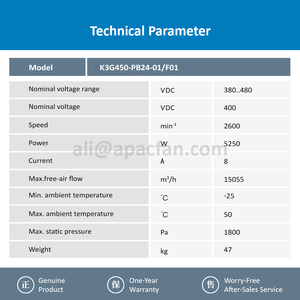 ebmpapst K3G450-PB24-01/F01 400V EC 450mm AHU Plug <b>Fan</b> Precision <b>Air</b> <b>Conditioner</b> Centrifugal Cooling <b>Fan</b> - Product Image 3
