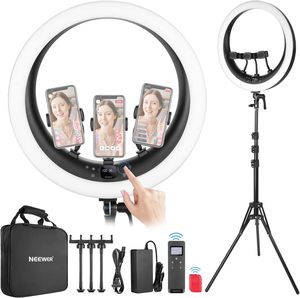 Anneau lumineux <span class=keywords><strong>NEEWER</strong></span> RP19H 19 pouces avec support et 3 supports pour téléphone, mise à niveau 2.4G et contrôle tactile, gradation douce à 1%, 42W CRI - Product Image 1