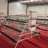 Cages à poules à 3 niveaux et 4 portes en A - Acier Q235 galvanisé à chaud avec abreuvoirs à tétine pour élevages avicoles