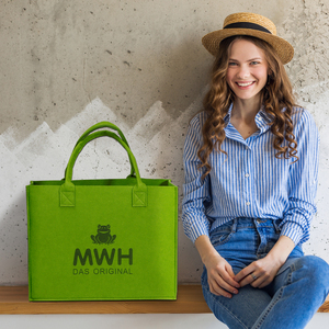 Sac fourre-tout en feutre recyclé écologique motif grenouille, personnalisable avec logo, vente en gros, directement de l'usine, pour courses et shopping - Product Image 3