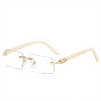 Lunettes de soleil Boyarn Color Buffalo Horn Small Square Pearl, lunettes de soleil rétro tendance avec strass et diamants, sans monture, pour femmes