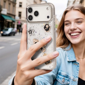 เคสกันกระแทก TPU ลายดอกไม้ผีเสื้อวิบวับ คุณภาพสูง หรูหรา สำหรับโทรศัพท์รุ่น 17 16 15 14 Pro Max แฟชั่น - Product Image 5