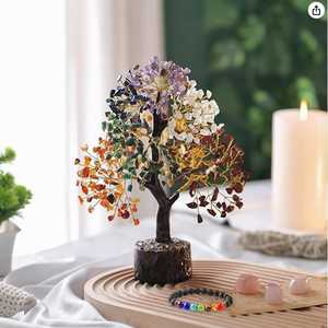 Arbre en Cristal des Sept Chakras Fait Main, Arbre en Pierres Précieuses Polies, Bonsaï pour la Décoration Feng Shui de la Maison et du Bureau - Product Image 1