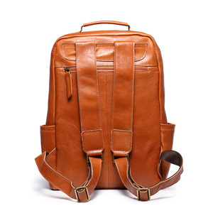 <span class=keywords><strong>Mochila</strong></span> <span class=keywords><strong>de</strong></span> Cuero Genuino Vintage para Hombre, Bolso Masculina con Cierre <span class=keywords><strong>de</strong></span> Cremallera y Cubierta para Hombres - Product Image 3