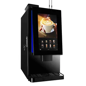 Máquina de café operada comercial con pantalla táctil inteligente multifuncional inteligente de alta calidad de 16,5 "con molinillo de granos