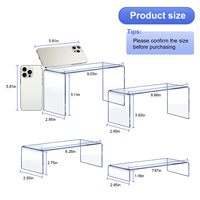 8 pièces de présentoirs en acrylique transparent écologiques, 4 tailles, étagères rectangulaires pour présentations de vêtements, décoration de table