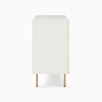 Armoire de rangement moderne en bois massif avec 6 tiroirs, commode tissée en rotin