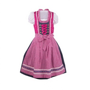 Ecowalson 3 Piece Long Blue Women's Bavarian Dirndl Dress For German Oktoberfest <b>Halloween</b> Costumes - Product Image 1