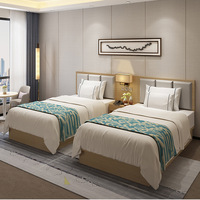 Ensemble de chambre à coucher en bois massif au design moderne, finition haute brillance, avec cadre de lit King, double et simple, pour hôtels et espaces de détente