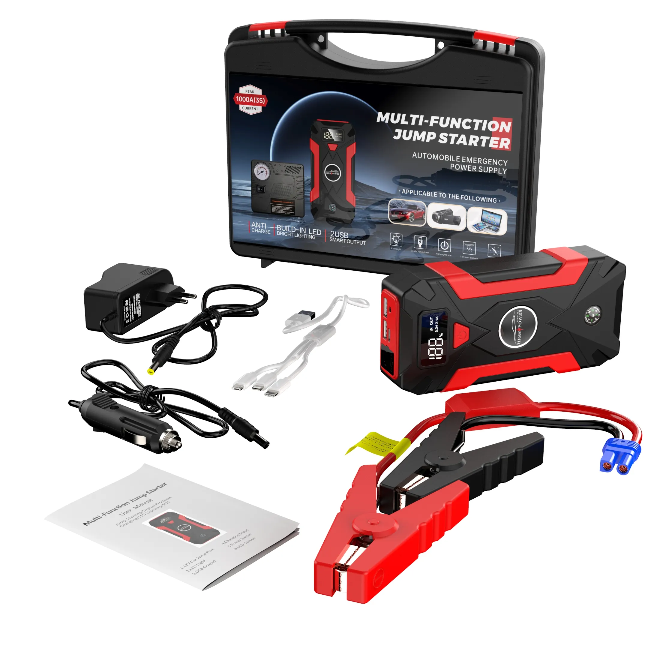 Portátil 12V 29800mAh Fácil operación Arranque DE EMERGENCIA Potente banco de energía automático Booster Truck Car Baterías de litio Jump Starter