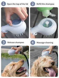 3 In 1 Pet Shower Head Soft Silicone Massage Brush With Shampoo Dispenser For Dogs And Cats Washing
