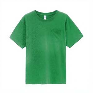 เสื้อยืดคอกลมแขนสั้นผู้ชายสีเขียวล้างสี ผ้าฝ้าย สวมใส่สบายๆ - Product Image 4