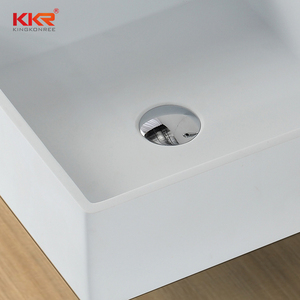 Vasque de salle de bain moderne en surface solide avec meuble, design minimaliste, à poser en surélevé - Product Image 3