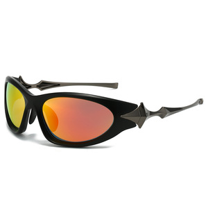 Lunettes de soleil Y2K Cyberpunk 2024 UV400 à monture intégrale en métal, étoiles à quatre branches tendance, transparentes gris-or, enveloppantes - Product Image 4