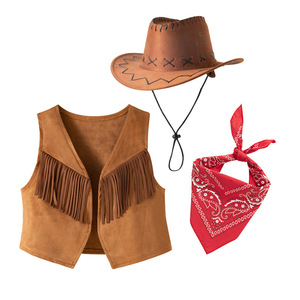 Chaleco de Vaquero del Oeste para Niños MS Kids, con Flecos de Gamuza y Pañuelo Rojo con Diseño Paisley, Disfraz para Halloween, Televisión y Cine - Product Image 6
