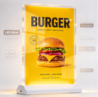Boîte lumineuse publicitaire LED en verre trempé A4, luminosité réglable, chargement USB, panneau de menu pour bar, restaurant