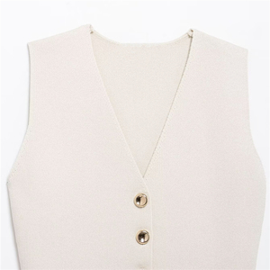 TAOP&amp;ZA 2025 Spring New Women's Fashion Simple <strong>Button</strong> Closed V-Neck Sleeveless Knitted Vest 4192003 - Product Image 3