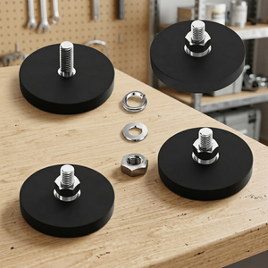 Aimant industriel en néodyme de qualité N35, forme de coupelle, fixation magnétique super puissante pour publicité sur toit de taxi, en plastique noir - Product Image 2