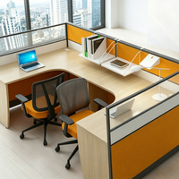 Estación de Trabajo Modular Moderna para 2 Personas con Pantalla Divisoria, Escritorio Tipo Cubículo, Muebles de Oficina