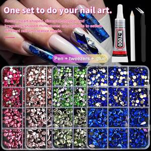12 Grilles de <span class=keywords><strong>Strass</strong></span> pour Ongles de Luxe Multicolores Mélangés, <span class=keywords><strong>Strass</strong></span> Super Scintillants à Dos Plat pour Nail Art - Product Image 2