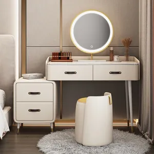 Set di comò e sedie in legno massello italiano leggero bianco puro minimalista di lusso