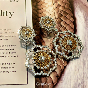 Gemlove 2.08ct tổ ong thả bông tai-14k/18K vàng trắng cổ điển phòng thí nghiệm kim cương IGI chứng nhận - Product Image 2