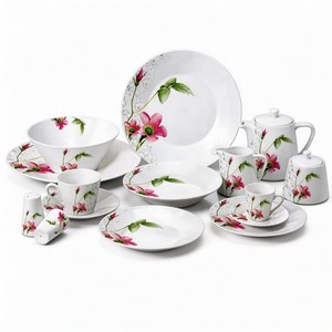 Juego <span class=keywords><strong>de</strong></span> <span class=keywords><strong>Vajilla</strong></span> <span class=keywords><strong>de</strong></span> <span class=keywords><strong>Porcelana</strong></span> con Diseño Floral <span class=keywords><strong>de</strong></span> la Marca Harvit, 47 Piezas, para 8 Personas, para Fiestas - Product Image 1