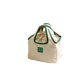 Sac à déjeuner en toile avec cordon de serrage et patch chat vert, design tendance pour adultes, pour le camping et l'usage quotidien - Product Image 1