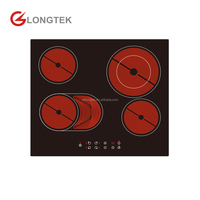 Kompor Listrik Multifungsi Built-In dengan 4 Tungku Permukaan Kaca Keramik & Timer untuk Penggunaan Rumah Tangga