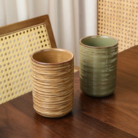 Mug à café en céramique rétro, tasse droite de style japonais de 300 ml, vaisselle vintage de couleur unie, logo personnalisé, approvisionnement à l'exportation