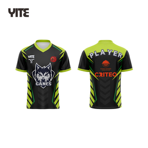 100% Polyester Custom Free Design All Over Printed Esports Jersey Quick Dry Breathable Gaming T-shirt
