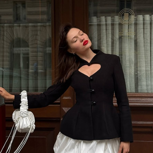 Abito Lungo Estivo da Donna Elegante e Classico di Alta Qualità per Ufficio e Serate, Leggero con Maniche Lunghe e Collo Alto Traforato - Product Image 6