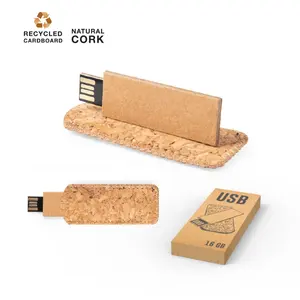Memoria USB de 16 GB en Forma de Tarjeta de Cartón de Corcho, Dispositivos Ecológicos - Product Image 1