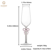 Verres à champagne créatifs à nœud rose verre à haute teneur en borosilicate verre à vin sans pied rose gobelet en verre à vin moderne pour la fête de mariage