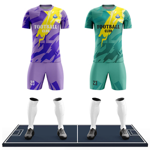 Ensemble de maillots de football sublimés à manches courtes, imprimé géométrique, respirant et anti-transpiration, uniforme unisexe pour adultes - Product Image 1