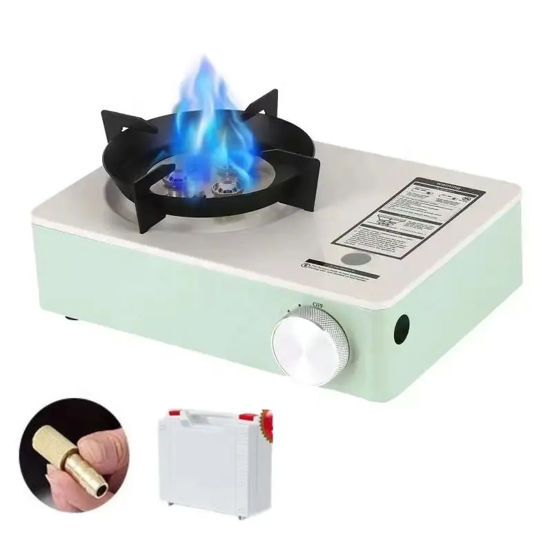 Ngoài trời Windproof du lịch cắm trại di động dã ngoại gas 3 Burner bếp Bếp Cassette Latte Bếp gas mini