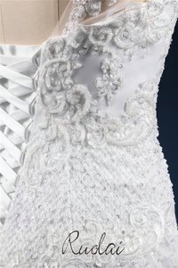Ruolai PWD-H1081 Cristal De Luxe Et Perles Applique De Mariée Sirène Hors Épaule Robes De Mariée - Product Image 6